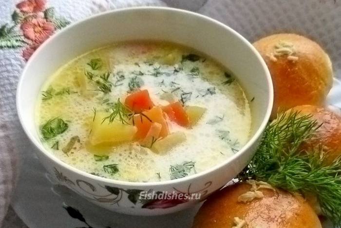 Сырный суп на рыбном бульоне