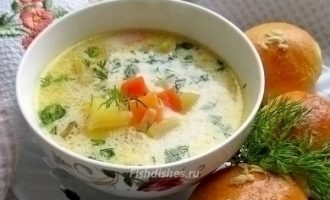 Рыбный суп с плавленным сыром и пампушками - рецепт